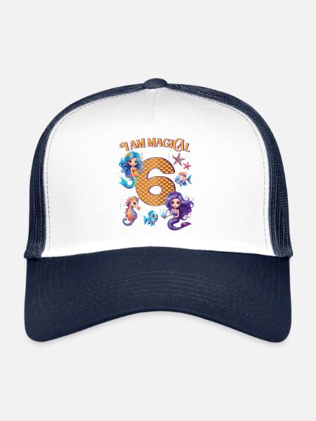 Mermaid Birthday 6 years - Trucker Cap - white/navy