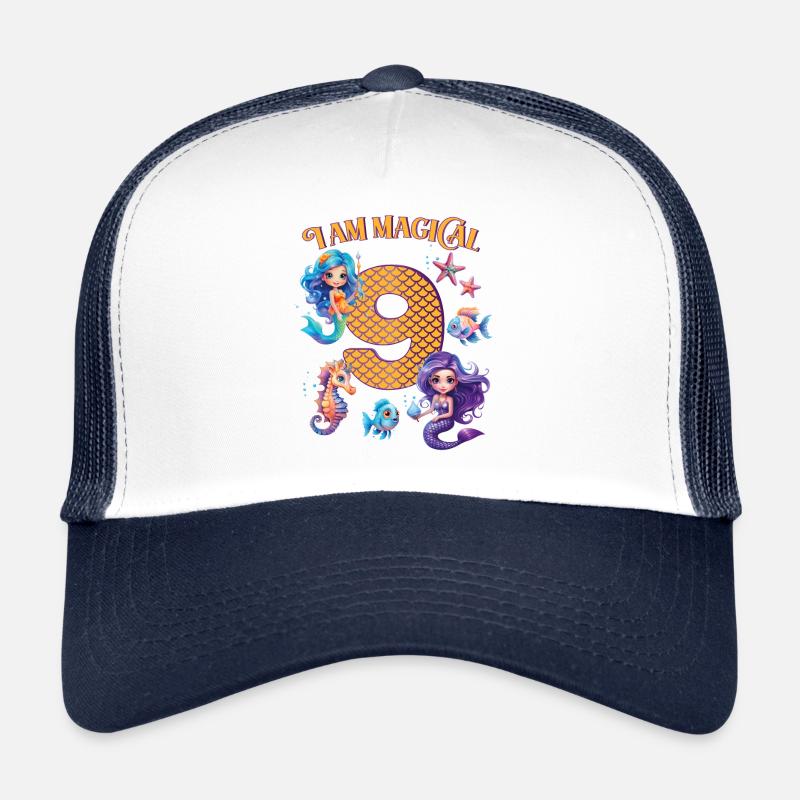 Mermaid Birthday 9 years - Trucker Cap - white/navy