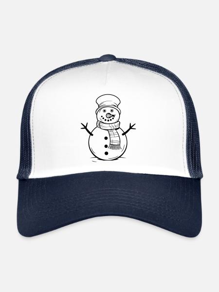 Bande dessinée d’hiver de bonhomme de neige - Casquette trucker  - blanc/marine - Devant