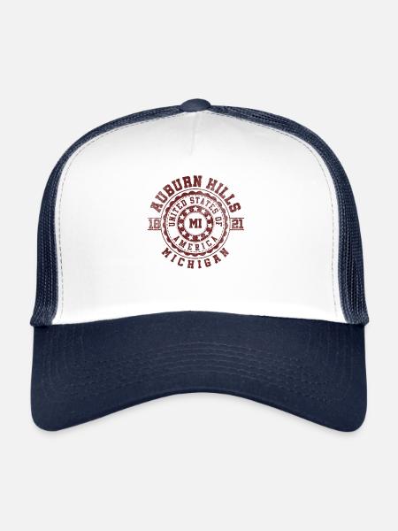 Auburn Hills, MI | Cadeau de voyage Michigan - Casquette trucker  - blanc/marine - Devant