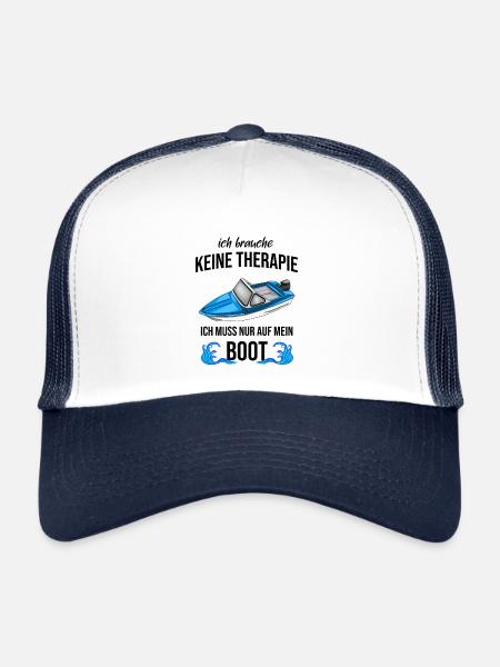 Bateau - Je n’ai pas besoin de thérapie, juste mon bateau - Casquette trucker  - blanc/marine - Devant