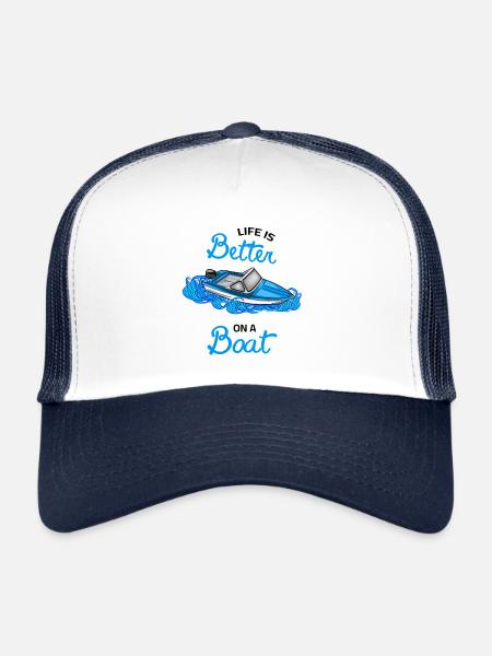 life is better on a boat - DDR Boot Ibis Motorboat - Trucker Cap - white/navy - Front