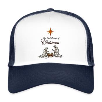 Christmas T-Shirt – Nativity Scene and Star of Bethlehe - Trucker Cap - white/navy - Front