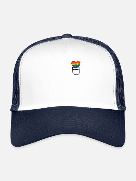LGBT Lesbiennes et Gay Gay Pride - Casquette trucker  - blanc/marine - Devant