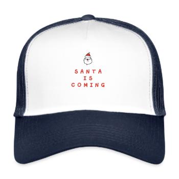 Père Noël arrive cadeau de Noël Weihnachstman - Casquette trucker  - blanc/marine - Devant