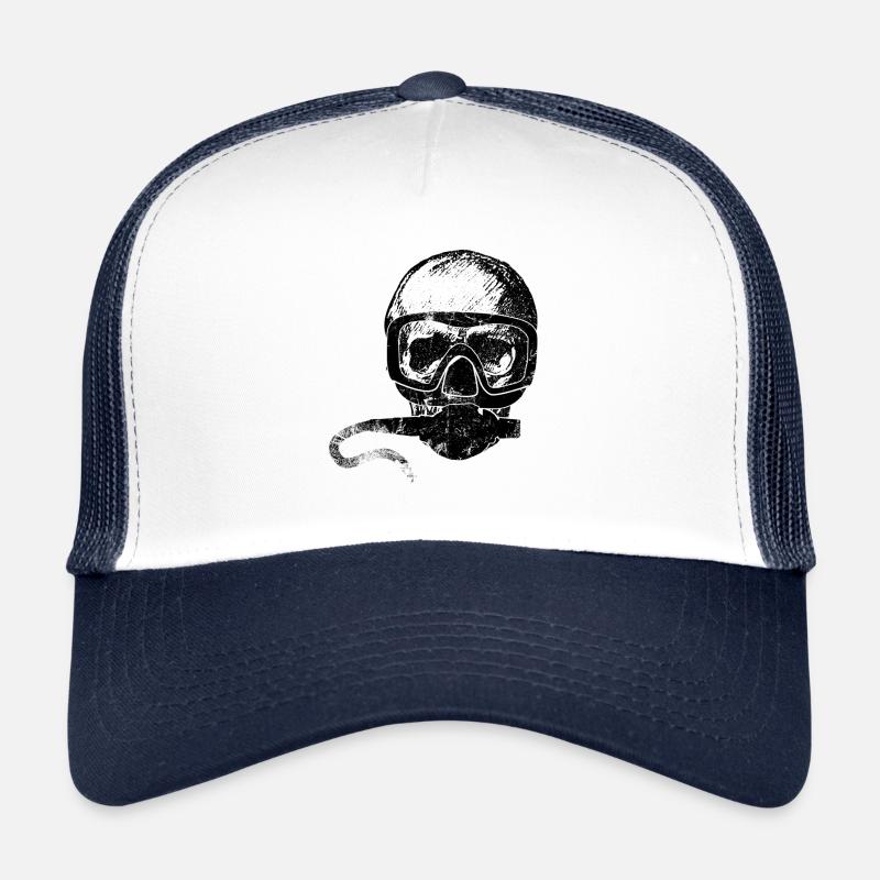 Crâne de plongeur - Casquette trucker  - blanc/marine