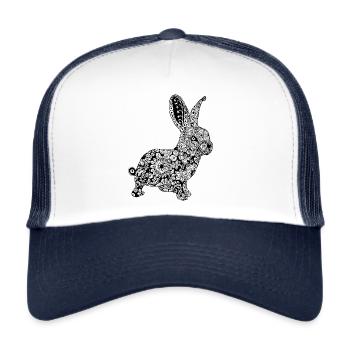 Rabbit, Rabbit, Hare, Rabbit Mandala - Trucker Cap - white/navy - Front