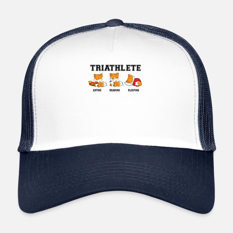 Essen Lesen Schlafen Repeat Fuchs Buch Geschenk - Trucker Cap - Weiß/Navy