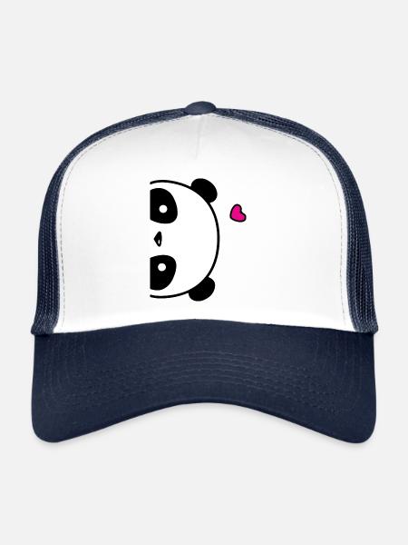 Jolie affiche de panda avec coeur - Casquette trucker  - blanc/marine - Devant