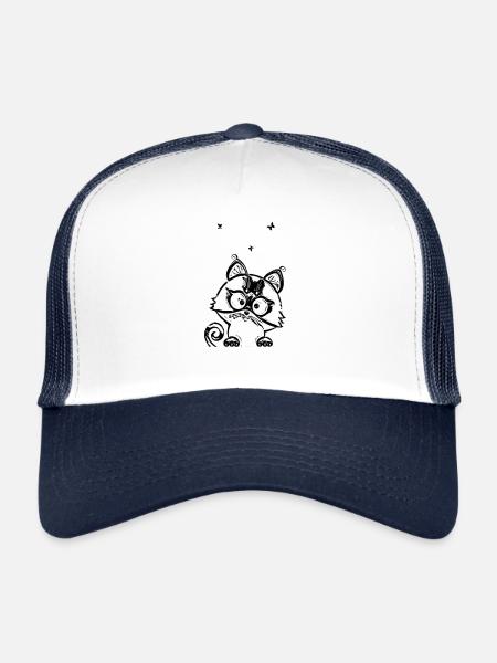 chaton - Casquette trucker  - blanc/marine - Devant