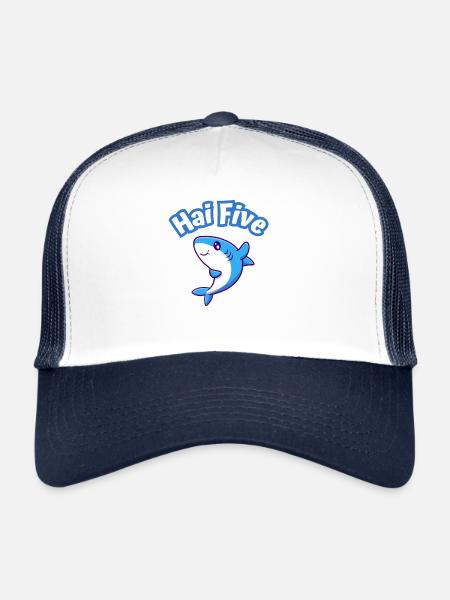 Shark salue avec « Shark five! » - Casquette trucker  - blanc/marine - Devant