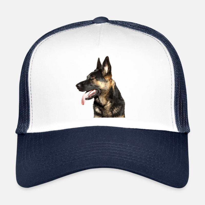 Deutscher Schäferhund Kopf - Trucker Cap - Weiß/Navy