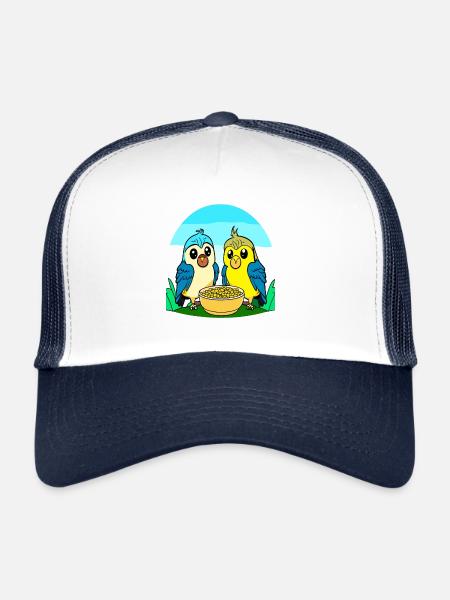 Wellis surpris en mangeant. - Casquette trucker  - blanc/marine - Devant