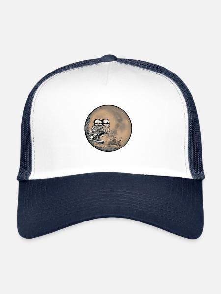 Two pirates watch a ship - Trucker Cap - white/navy - Front