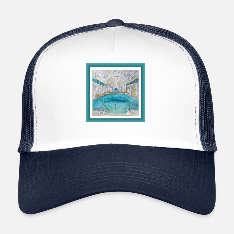 Schwimmbad Jugendstil - Trucker Cap - Weiß/Navy