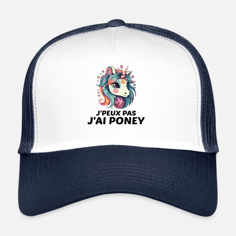 J'peux pas J'ai Poney - Casquette trucker  - blanc/marine