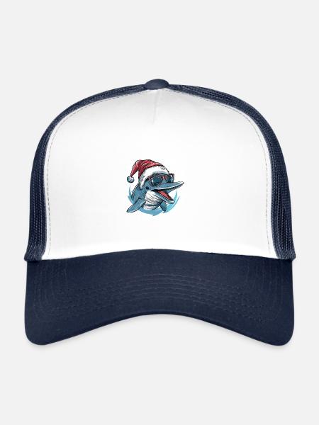 Dolphin Christmas Funny - Trucker Cap - white/navy - Front
