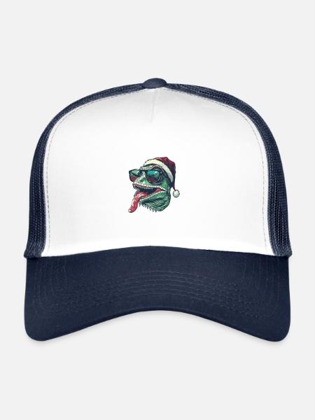Caméléon Noël drôle - Casquette trucker  - blanc/marine - Devant