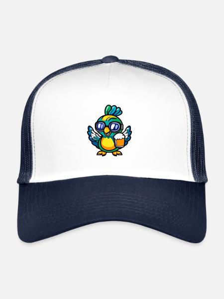 Peacock Bird Après Ski Bière Bande Dessinée - Casquette trucker  - blanc/marine - Devant