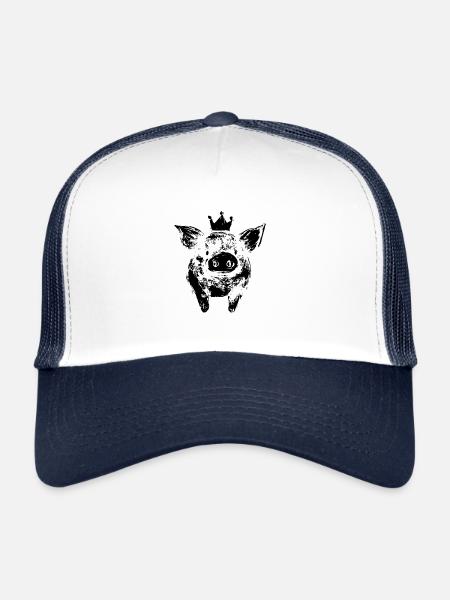 Couronne de truie de cochon mignonne - Casquette trucker  - blanc/marine - Devant