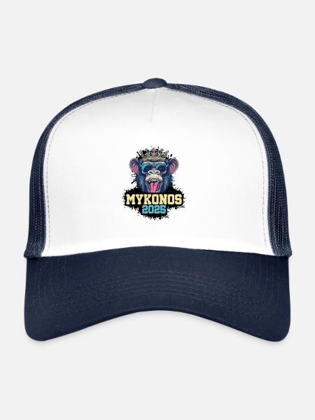 Mykonos 2025 Singe - Casquette trucker  - blanc/marine - Devant
