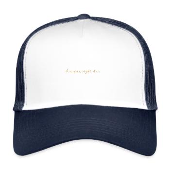 julibel - Karma regelt das Spruch Statement - Trucker Cap - Weiß/Navy - Vorne