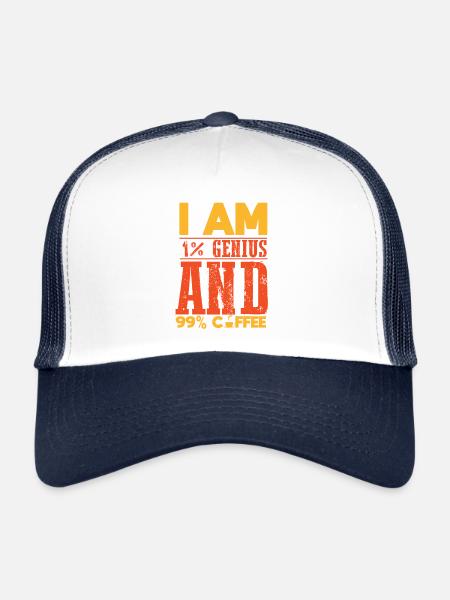 Café café génie blague cadeau drôle t-shirt - Casquette trucker  - blanc/marine - Devant