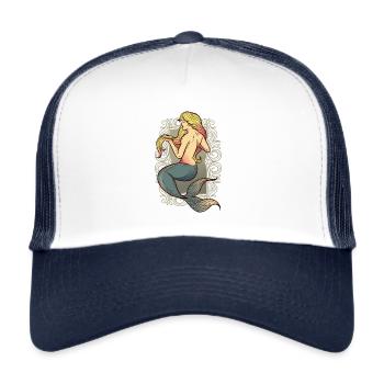 Meerjungfrau t-shirt Geschenk Meer Ozean - Trucker Cap - Weiß/Navy - Vorne