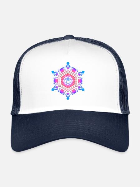 Water Crystal, Love, Lotus, Symbol, Yoga, Emoto - Trucker Cap - white/navy - Front