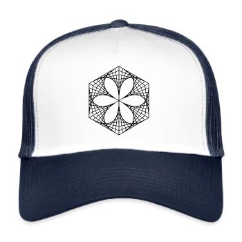 abstract flower in hexagon - Trucker Cap - white/navy - Front