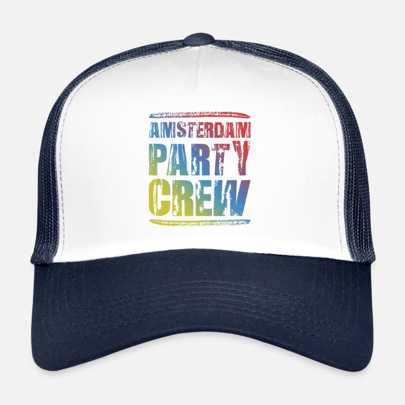 Amsterdam Party Crew Bunt - Trucker Cap - Weiß/Navy