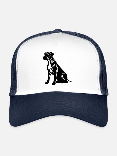 Icône de chien boxeur - Casquette trucker  - blanc/marine - Devant