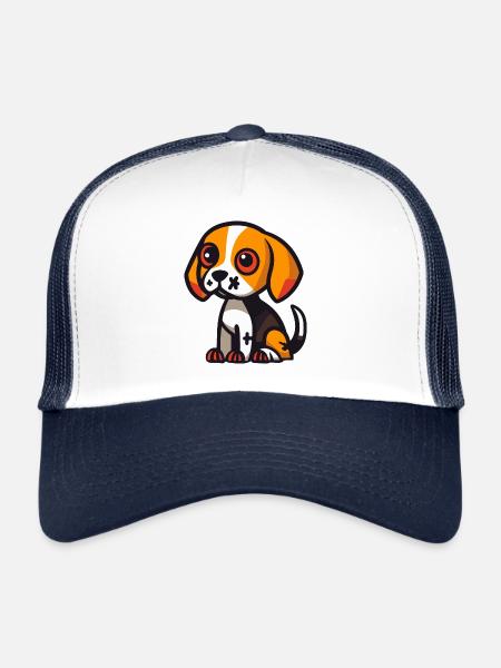 Beagle chien Halloween Animal - Casquette trucker  - blanc/marine - Devant