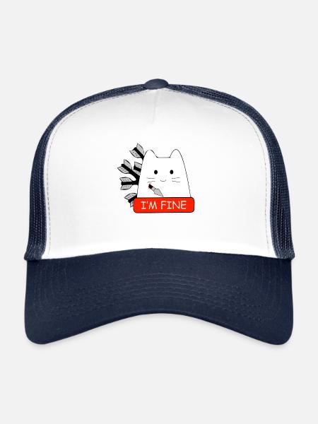 Je suis bon chat drôle - Casquette trucker  - blanc/marine - Devant