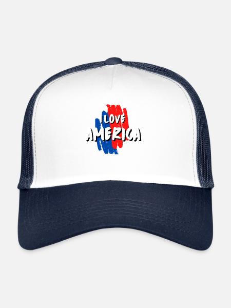 I LOVE AMERICA! Colorful design - Trucker Cap - white/navy - Front