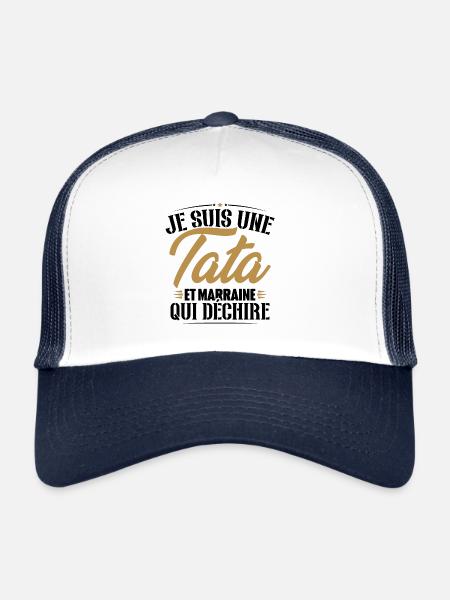 Je suis une tata et marraine qui déchire - Casquette trucker  - blanc/marine - Devant
