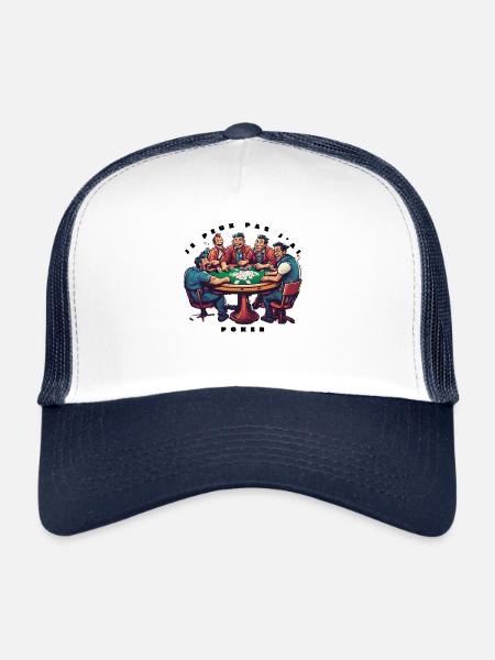 Je peux pas j'ai poker - Casquette trucker - blanc/marine - Devant