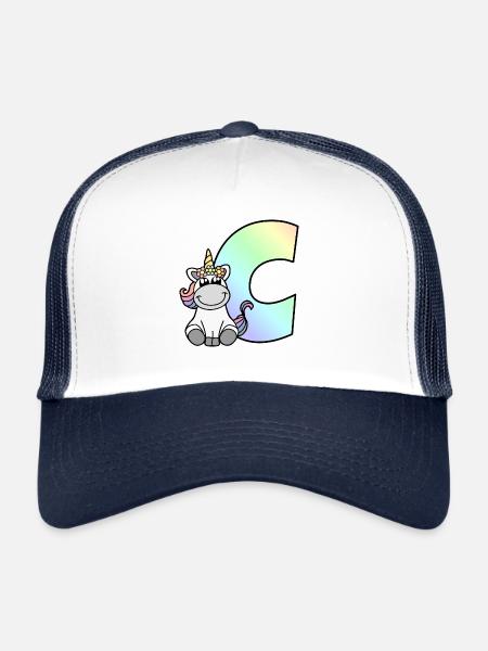 Unicorn Letter C - Trucker Cap - white/navy - Front