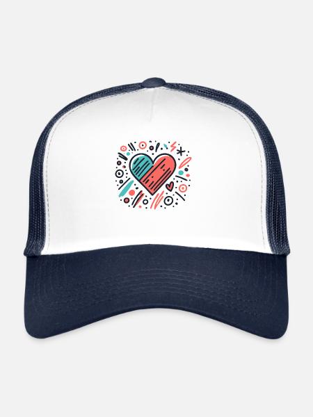 Heart painted by child - Trucker Cap - white/navy - Front