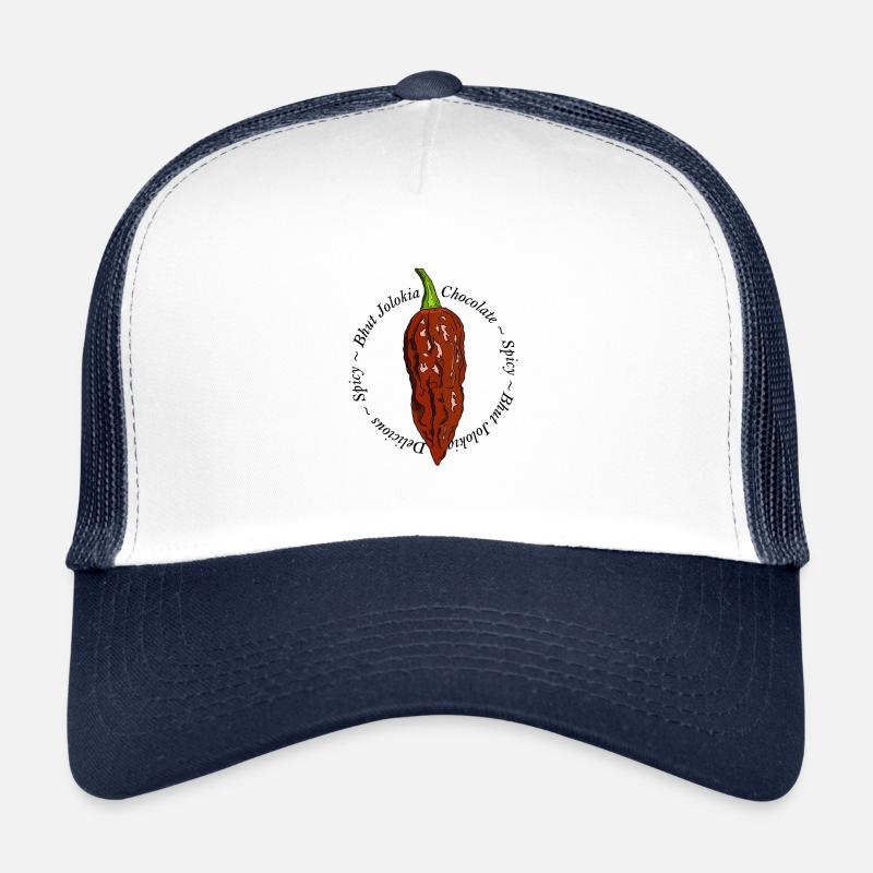 Bhut Jolokia Chocolate Chili Chilli Ghost Pepper - Trucker Cap - white/navy