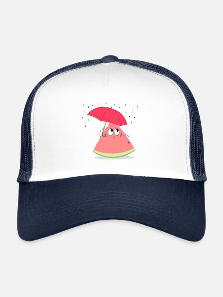 pasteque parapluie - Casquette trucker  - blanc/marine - Devant