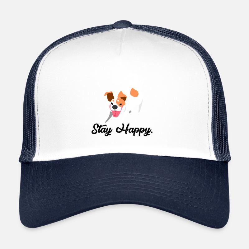 Restez heureux chien drôle - Casquette trucker  - blanc/marine