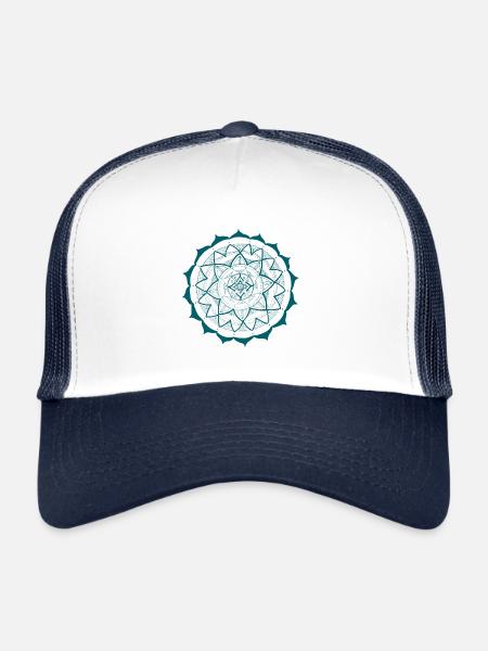 Mandala 16 à l'essence - Casquette trucker  - blanc/marine - Devant