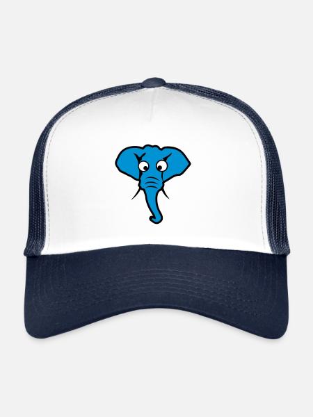 elephant animaux rigolo - Casquette trucker  - blanc/marine - Devant