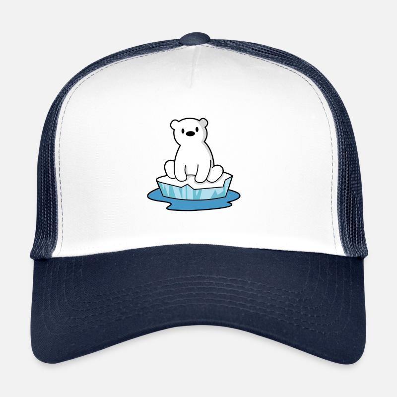 Der sitzende Eisbär - Trucker Cap - Weiß/Navy