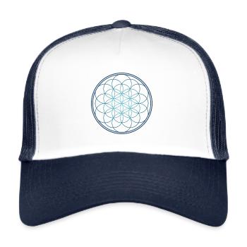 Fleur de vie bleue - Casquette trucker  - blanc/marine - Devant
