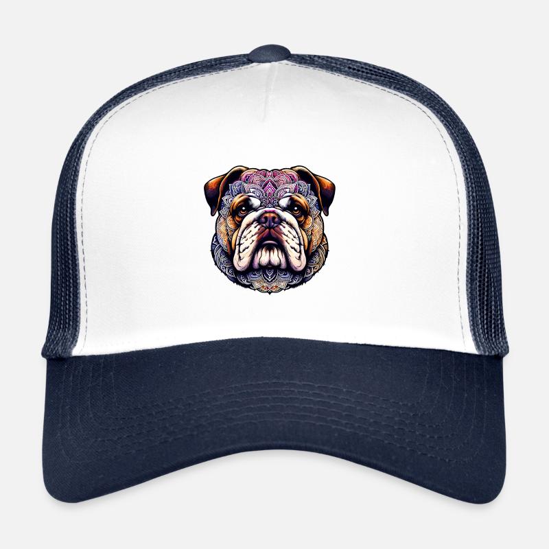 Intricate Bulldog Mandala: Canine Artwork Fusion Trucker Cap