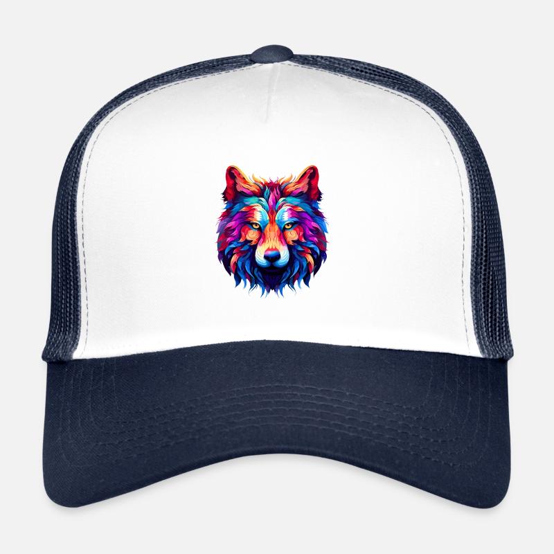 Abstract Chromatic Wolf: Vivid Artistic Portrait Trucker Cap