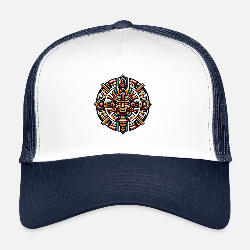 Mandala de divinité aztèque : oeuvre tribale géométrique Casquette trucker 