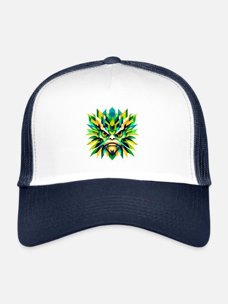 Geometric Kappa: Japanese Mythology Art - Trucker Cap - white/navy - Front
